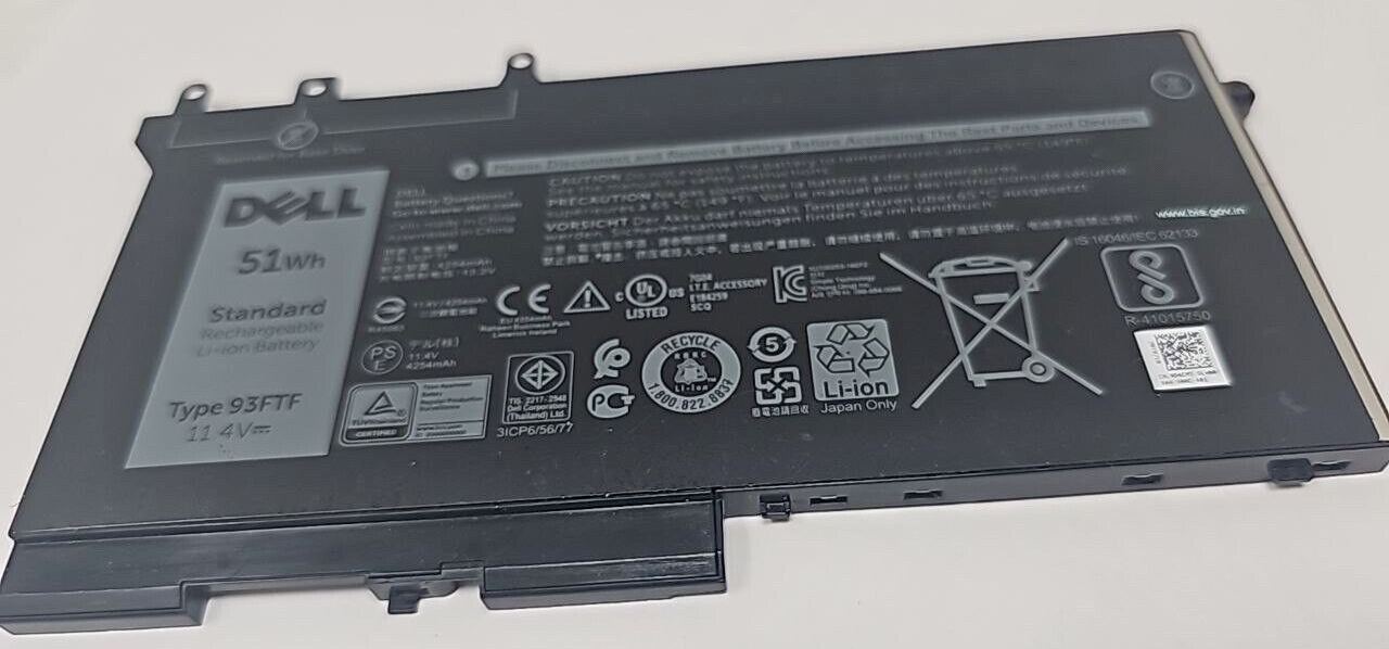 Laptop Battery 93FTF for Dell Latitude 5280 5290 5490 5580 5591 Precision 3530