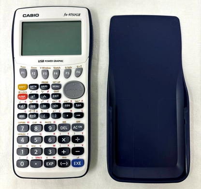 Casio FX-9750GII Standard Graphing Calculator Portable with Cover Blue White