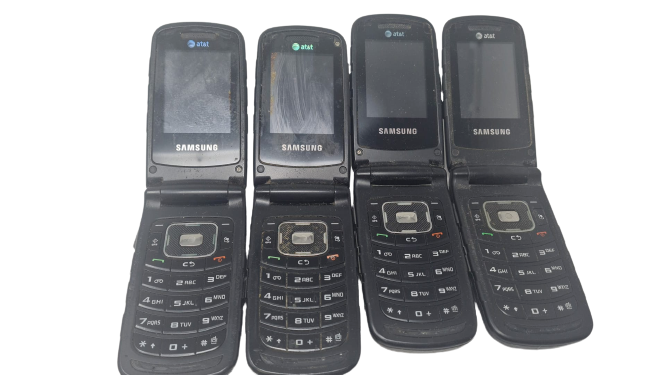 4 Lot of Samsung Rugby II 2 SGH-A847 Black Cell Phone Flip for Replacement Parts