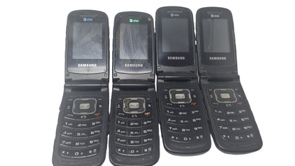4 Lot of Samsung Rugby II 2 SGH-A847 Black Cell Phone Flip for Replacement Parts