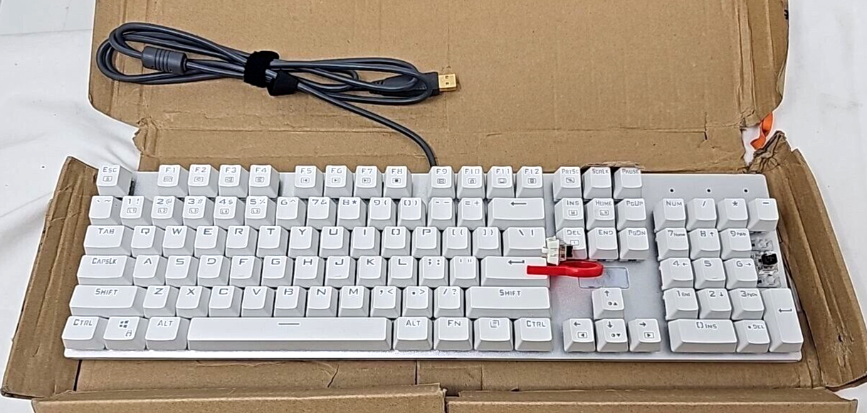 E-Yooso Z-88 RGB Mechanical Keyboard Full Size Spare Parts 104 Keys White READ