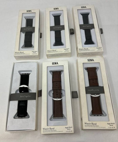 6 Lot Sena Deen Leather Apple Watch Band for 38 40mm Series 1 2 3 4 Brown Black