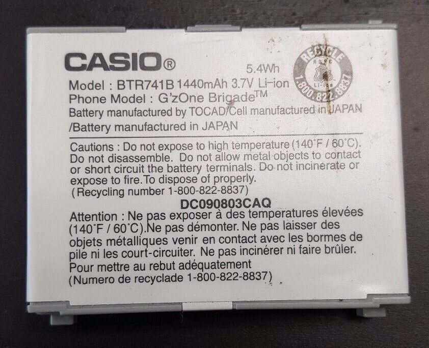 Battery BTR741B 1440 mAh 3.7V For Casio C741 G'ZONE Brigade Original Cellphone