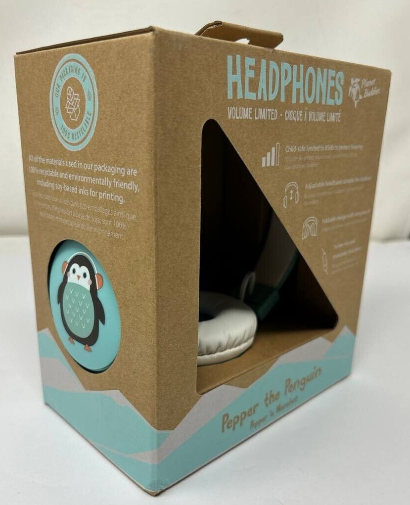 Headphones Kids Volume Limited Wired Pepper the Penguin Headset Travel Fun Gift