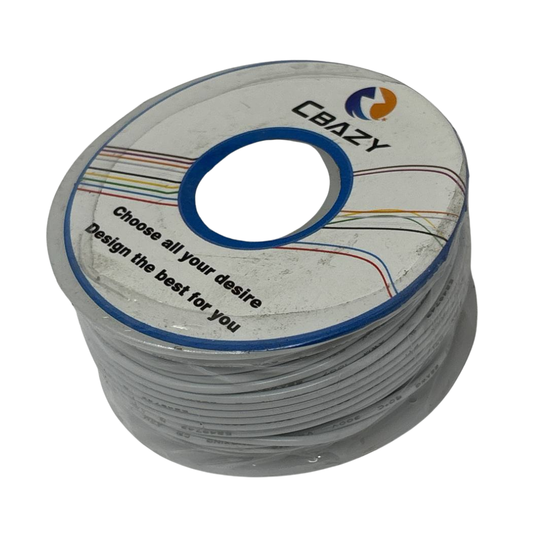 CBAZY UL 1007 Flexible Silicone Electrical Wire 22AWG Stranded 26.2 Ft White