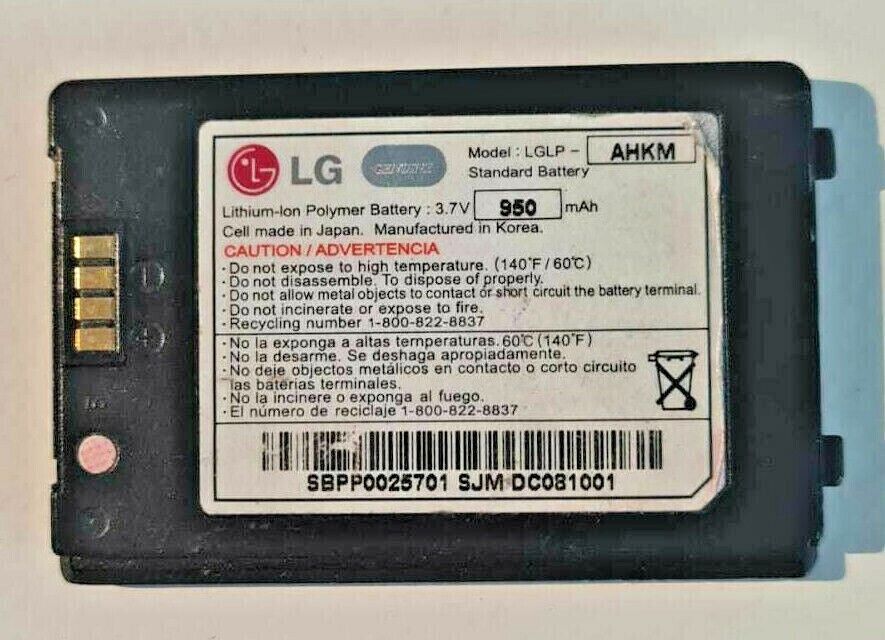 Battery LGLP-AHKM For LG ENV2 VX9100 Black 950mAh External Original Mint OEM