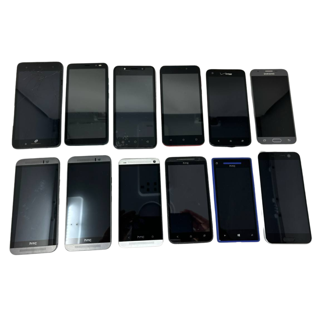 Lot of 12 HTC 10 Droid Evo One M9 Samsung J3 OnePlus 7 H892L WHOLESALE Untested