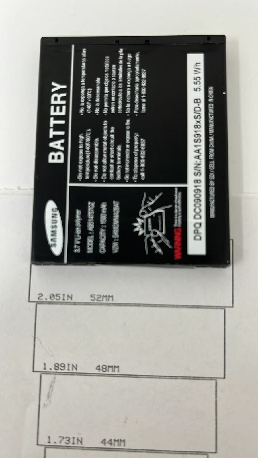 Battery AB514757GZ For Samsung Omina II i910 i930 Original Replacement 1500mAh