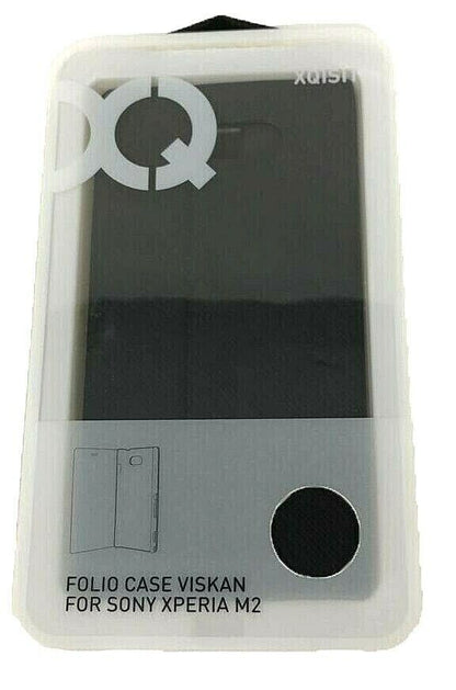 Original Black Folio Case Viskan Protection XQISIT For Sony Ericsson Xperia M2