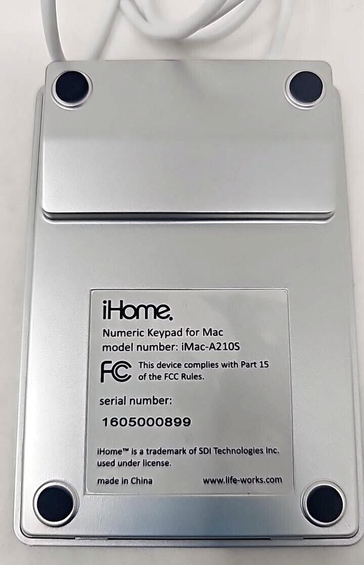 iHome Wired USB Numeric Keypad 20 Button Ambidextrous Ergonomic MacBook Pro Air