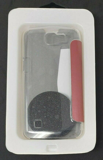 XQISIT Red Coral Flap Beauty Case Folio Book Cover Adour For LG K4 Clear Back