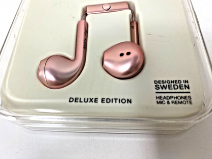 Happy Plugs Deluxe Earbuds 7827 In Ear Wired Handsfree Headphones Pink 3.5mm Box