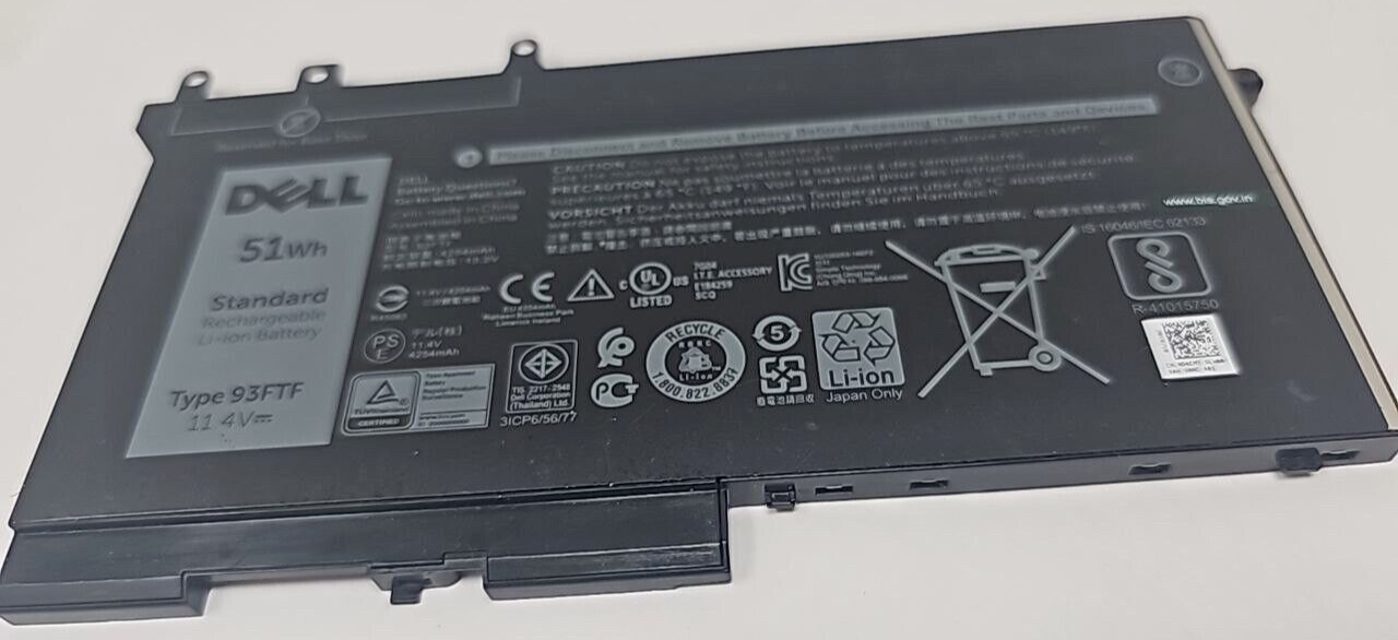 Laptop Battery 93FTF for Dell Latitude 5280 5290 5490 5580 5591 Precision 3530