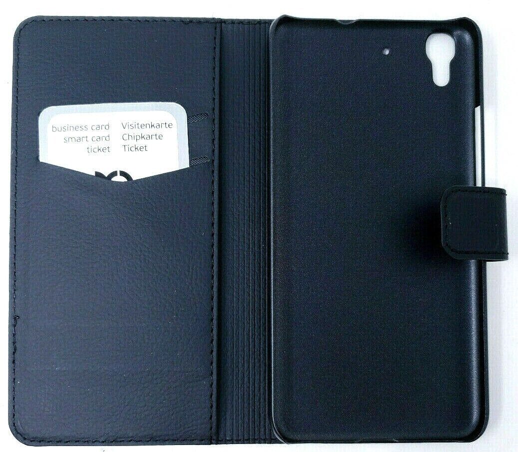 Black Xqisit Slim Wallet Case for Huawei Y6 Card Pocket Book Cover Original