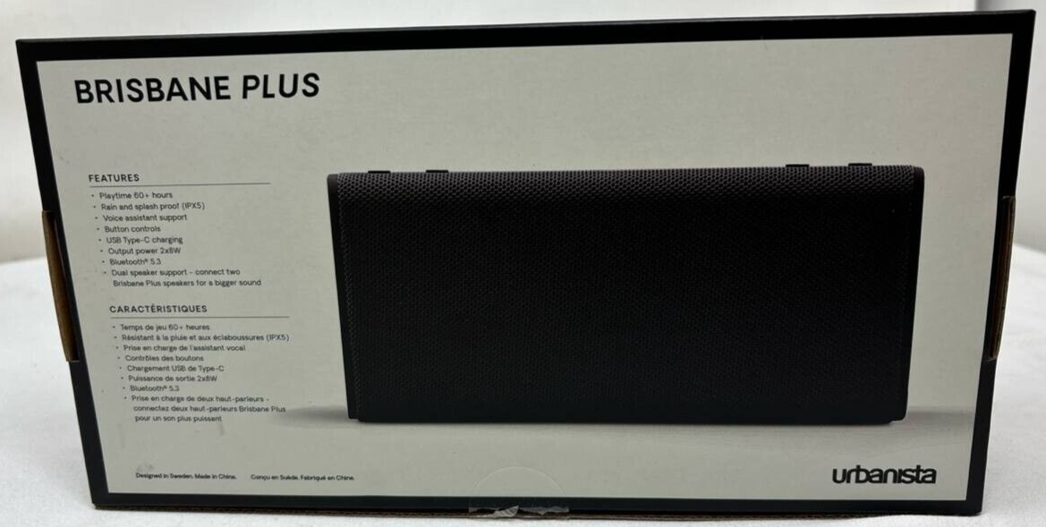 Urbanista Brisbane Plus Wireless Speaker Bluetooth Portable Stereo IPX5 Black