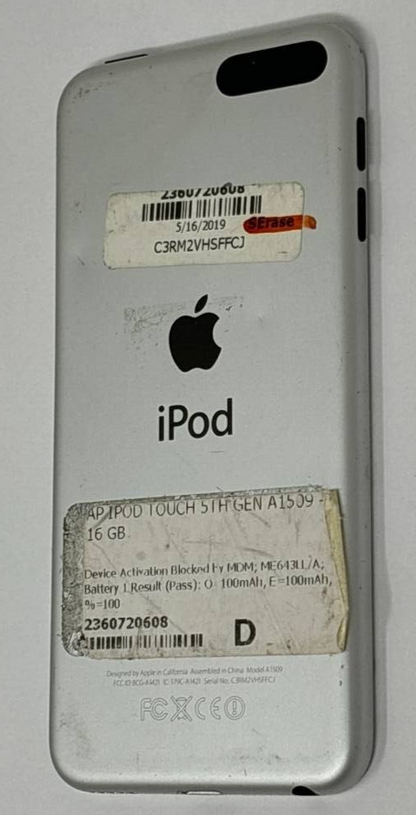 Apple iPod Touch 5th Gen A1509 6GB MP3 Player 4" Multi Touch Silver Blocked READ