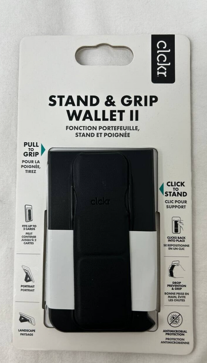 CLCKR Universal Slim Stand and Phone Wallet Adhesive 2 Card Holder Finger Grip