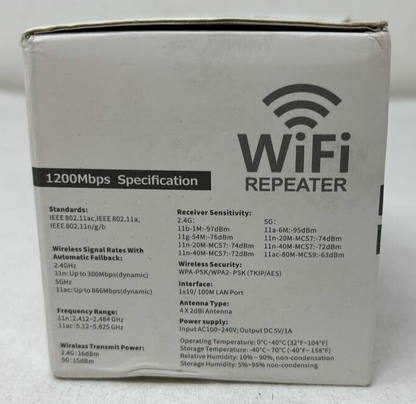 Internet Booster Wireless Signal WiFi Repeater Dual Band Range Extender 1200mbps