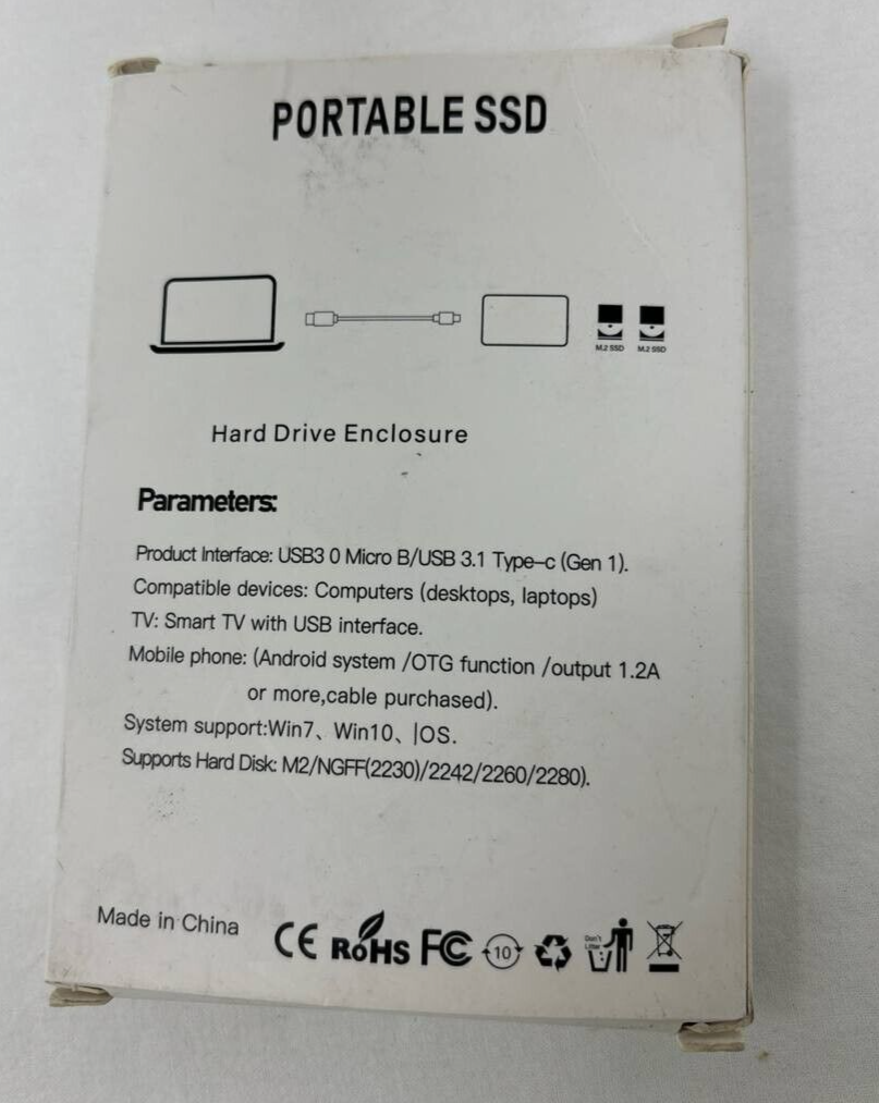 Portable SSD Mobile Storage External Hard Drive Enclosure 16TB USB 3.1 Type C