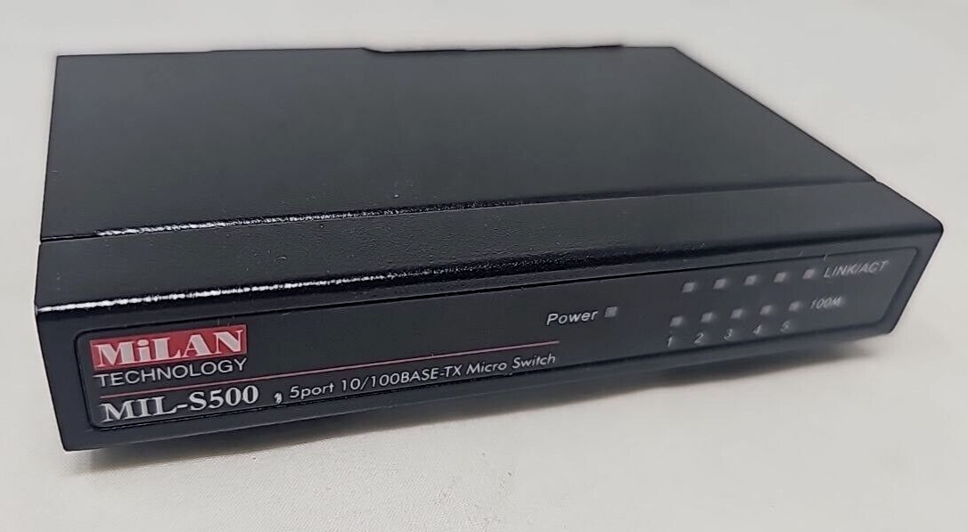 Milan MIL-S500 5 Port 10/100 Base-TX Compact Ethernet Transition Network Switch