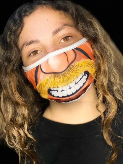 Face Mask Washable Reusable Fun Blond Beard Hulk Hogan Nose Teeths Easy Breathe