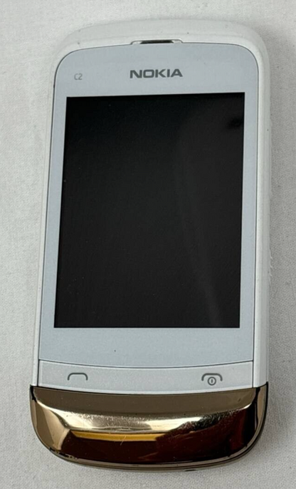 Nokia C2-02 Touch Screen Slider Smartphone White Gold 2MP Bluetooth GSM rare