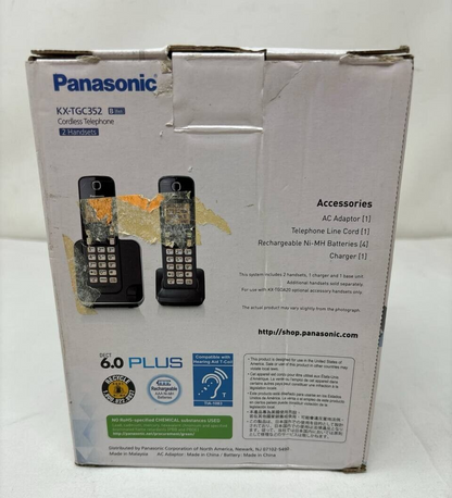 Panasonic KX-TGC350 Cordless Phone System 2 Handsets Base Chargers Battery READ