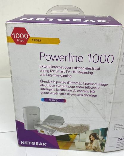 Netgear Powerline 1000 WIFI Network Extender Adapter Ethernet Ports Wall In Pair