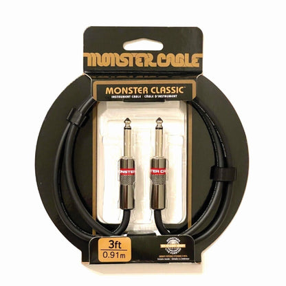 Monster Classic Instrument Cable 3ft Straight Professional Quality 1/4" TS Male