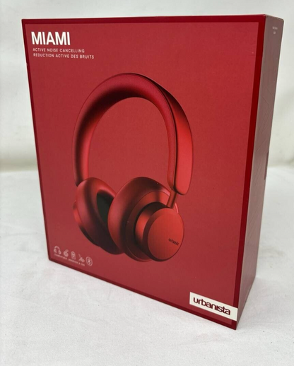 Urbanista Miami Wireless Active Noise Cancelling Headphones Over the Ear Red