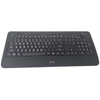 Azio KB510W Wireless Keyboard Full Size Vision Computer Backlit Black READ