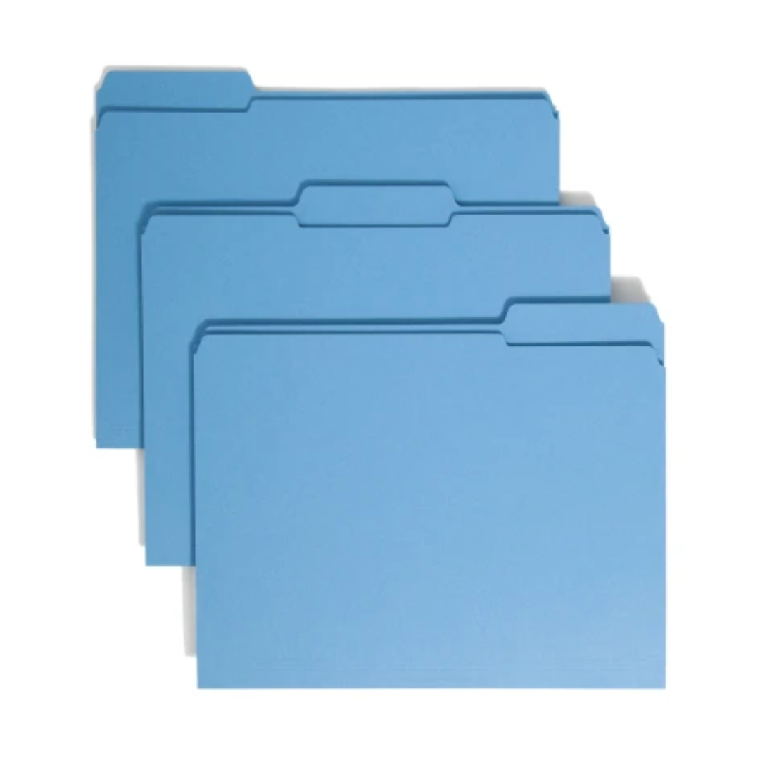 46 Office Folders Blue Smead File Letter Size 1/3 Cut SFI Fiber Sourcing Office