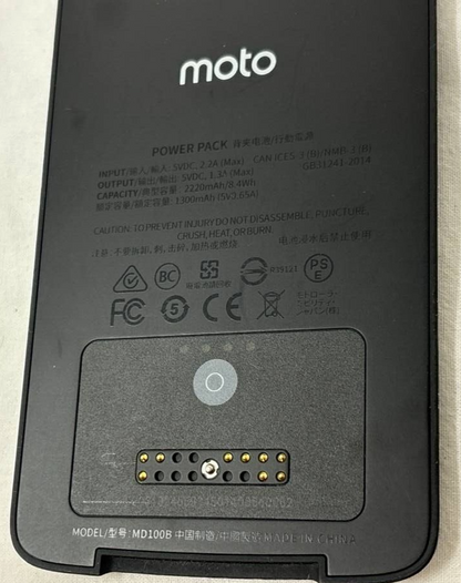 Moto Mod Power Pack Cover Motorola 2.2 mAh For Moto Z Z2 Z3 Z4 Play Black MD100B