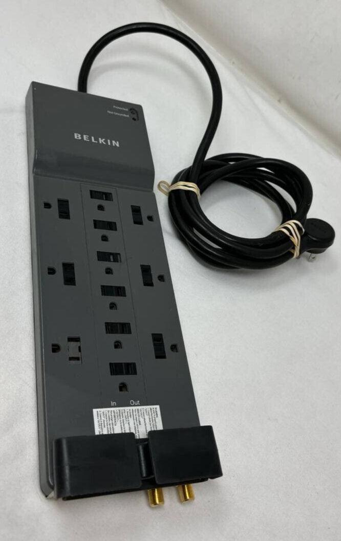 Belkin AS21200-08 Surge Protector 12 Outlet Ethernet Cable Satellite Protection