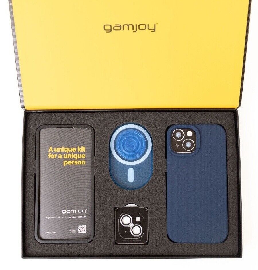 Gamjoy Case Grip Stand Tempered Camera Glass Kit iPhone 15 6.1 inch GIFT BOX