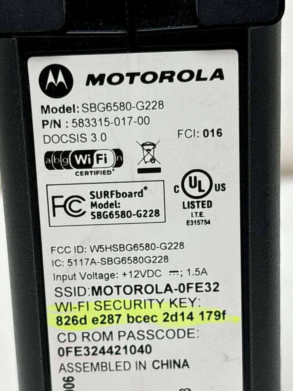 Motorola SBG6580 Arris Surfboard Cable Modem WiFi Router Dual Band DOCSIS 3.0