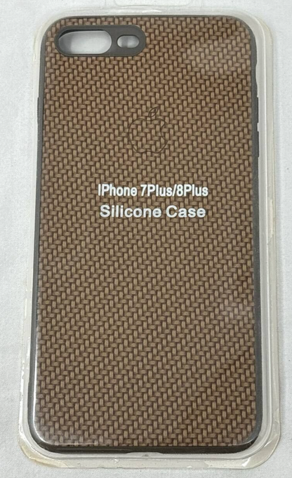 Silicone Case Cover for Apple iPhone 6 7 8 Plus Durable Slim Woven Texture Brown