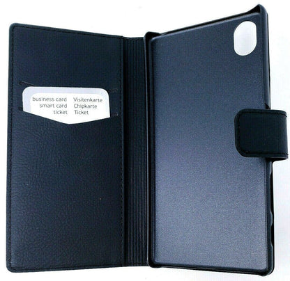 Xqisit Black Slim Wallet Case For Sony Xperia X Protective Book Folio Cover