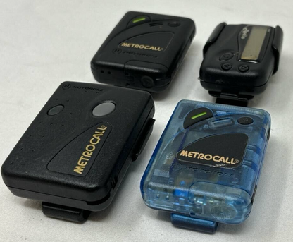 Lot of 4 Vintage Motorola Pagers Beepers Belt Clips Clock Backlight Vibration