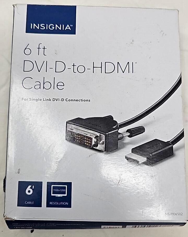 Insignia HDMI to DVI-D Male Cable for Monitor Display Projector 1080P Universal