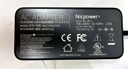 Nicpower PAZ195670H AC Power Adapter 19.5V for Dell Inspiron 7559 5577 5576 7567