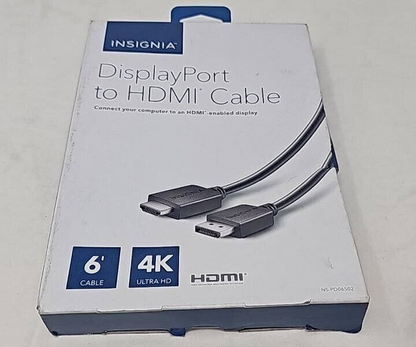 Insignia Display Port to HDMI Type A Cable 4k Ultra HD Port Adapter 6ft Black