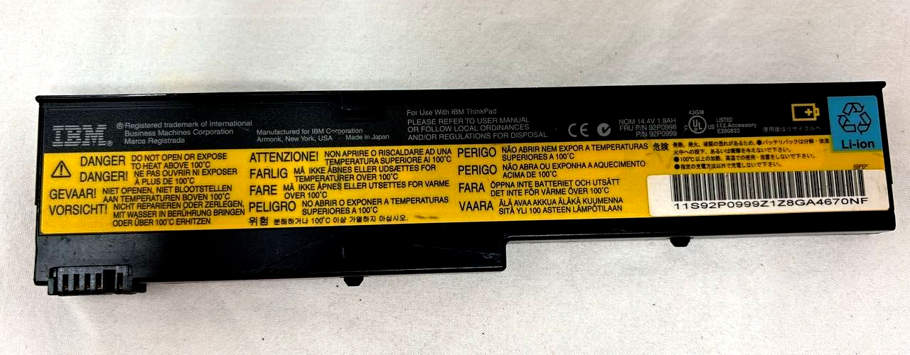 Original Laptop Battery IBM 92P0998 For Lenovo ThinkPad X40 X41 1800mAh 14.8V