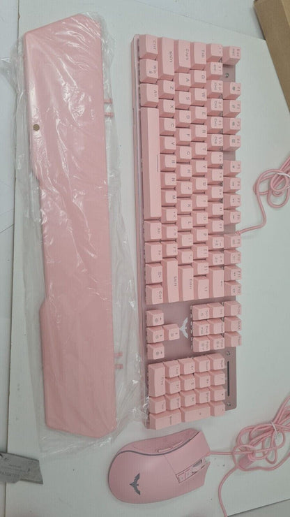 Havit Wired Mechanical Gaming Keyboard & Mouse Set Programmable Pink GIRLY