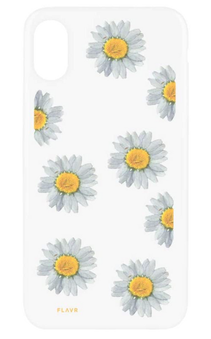 Hard Cover Case FLAVR White Daisy Real Flower iPlate For iPhone X XS Smartphone