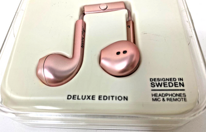 Happy Plugs Deluxe Earbuds 7827 In Ear Wired Handsfree Headphones Pink 3.5mm Box