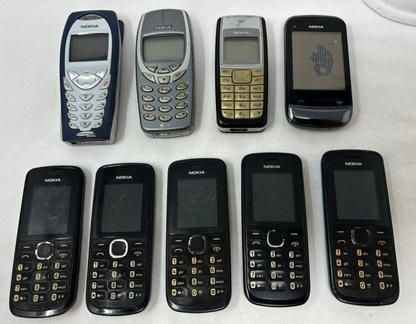 Lot of 9 Nokia Cell Phone Bar Mixed Vintage Antique 3589i 111 1112 C2-02 3360