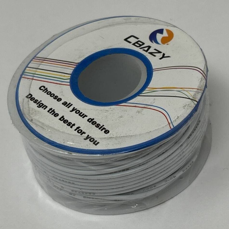 CBAZY UL 1007 Flexible Silicone Electrical Wire 22AWG Stranded 26.2 Ft White