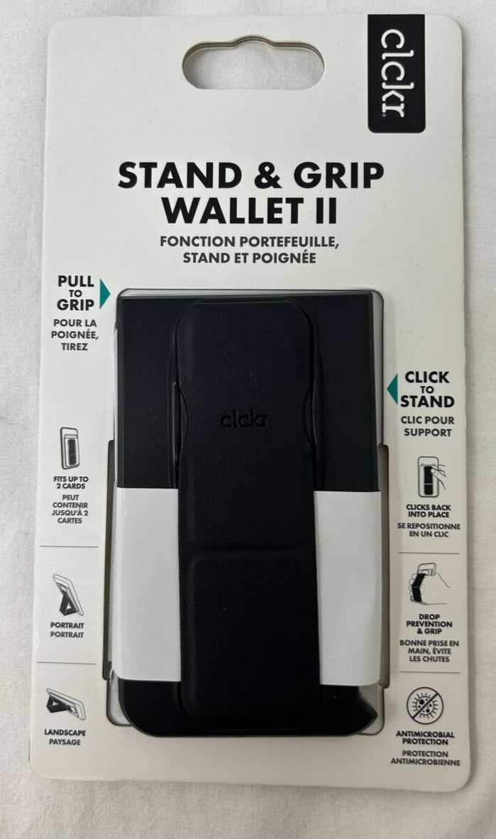 CLCKR Universal Slim Stand and Phone Wallet Adhesive 2 Card Holder Finger Grip