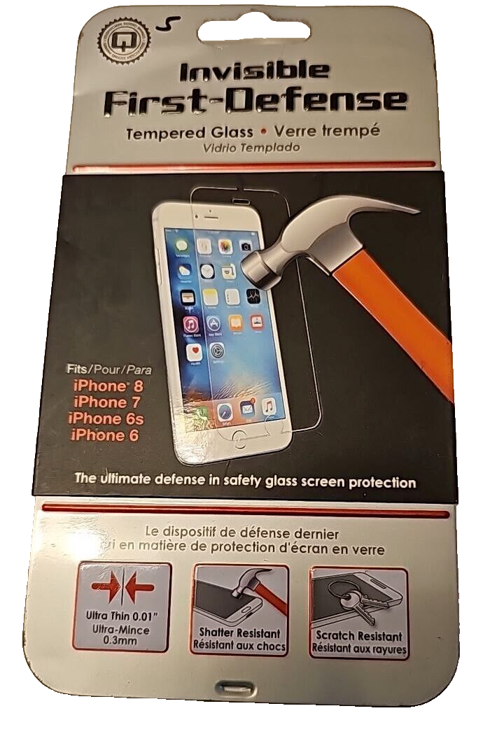 Qmadix First Defense Screen Protector Tempered Glass for Apple iPhone 6 6s 7 8